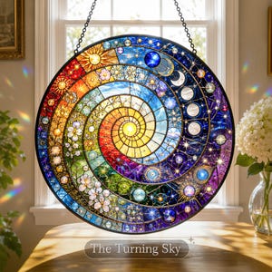 Vitral Espiral para Janela com Tema da Natureza, 5 Modelos Originais