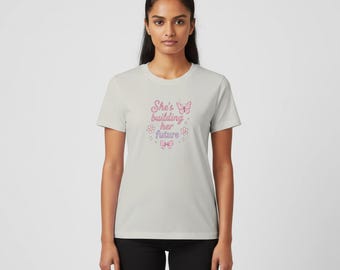 She's Building Her Future Tee, Ash Grey Motivational Shirt, Soft Girl Outfit