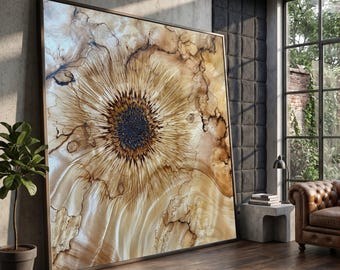 Rustic Wood Grain Canvas Wall Art, Natural Tree Cross Section, Organic Pattern Canvas, Earth Tone Nature Decor, Ready to Hang
