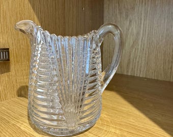 Antique 19th Century Victorian Sunburst Cut Creamer Glass Jug