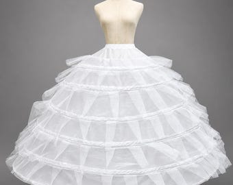 Large 6 Hoop Petticoat for Wedding Dress, Adjustable Bridal Crinoline Slip, Ball Gown Underskirt