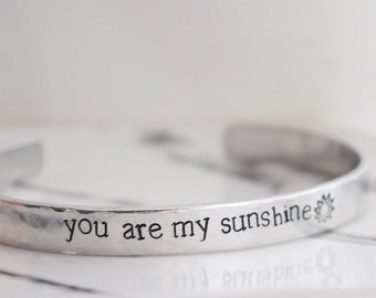 You are my sunshine bracelet | Personalized cuff bracelet | cuff bracelet | custom jewelry | hand stamped cuff bracelet | gift under 20