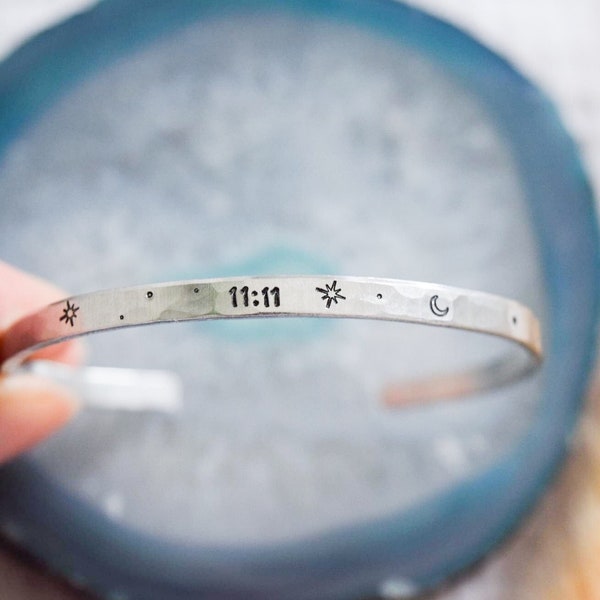 1111 skinny cuff bracelet | personalized bangle bracelet | cuff bracelet | hand stamped cuff bracelet | team gift | affirmation