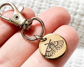 Moth dainty keychain | personalized keychain | custom key ring | backpack clip | hand stamped