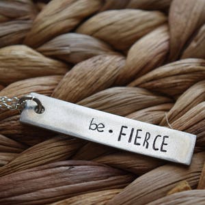 be fierce necklace hand stamped personalized jewelry personalized necklace birthday gift motivational gift for her feminist image 1