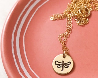 Dragonfly necklace | memorial necklace | custom necklace | hand stamped | dragonfly gift | gift for her | gift under 30