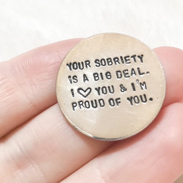 Sobriety chip | sobriety gift | sobriety token | hand stamped | your sobriety is a big deal gift | addiction recovery | aa na
