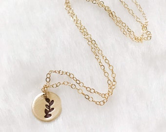 botanical necklace | hand stamped | 14k gold filled chain | birthday gift | anniversary gift | gift for her | layering necklace | boho