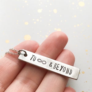 To infinity and beyond necklace | hand stamped jewelry | custom personalized necklace | birthday gift | gift for her | infinity necklace