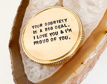 Sobriety chip | sobriety gift | sobriety token | hand stamped gift | addiction recovery | recovery gift | sober living