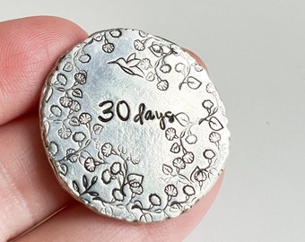 Sobriety chip | morning glory hummingbird | sobriety gift | sobriety token | addiction recovery | recovery gift | 100 days sober