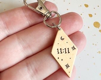 11:11 keychain | personalized keychain | custom key ring | backpack clip | hand stamped | make a wish | Angel number