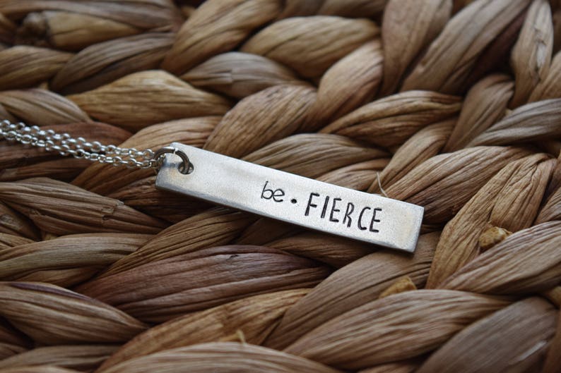 be fierce necklace hand stamped personalized jewelry personalized necklace birthday gift motivational gift for her feminist image 1