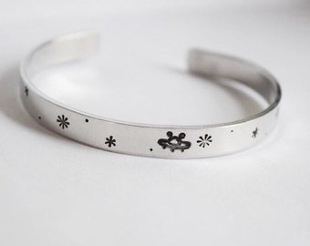 Galaxy bracelet | Personalized cuff bracelet | cuff bracelet | custom jewelry | hand stamped cuff bracelet | gift under 20 | ufo | space