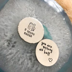 Sobriety chip sobriety gift sobriety token hand stamped your sobriety is a big deal gift addiction recovery aa na image 7