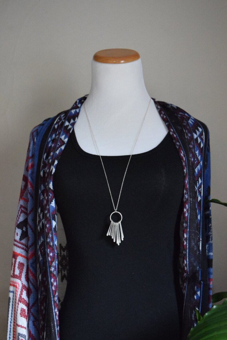 lange ketting van fringe - Boheemse boho zigeuner juwelen - lange gelaagdheid ketting - verklaring ketting