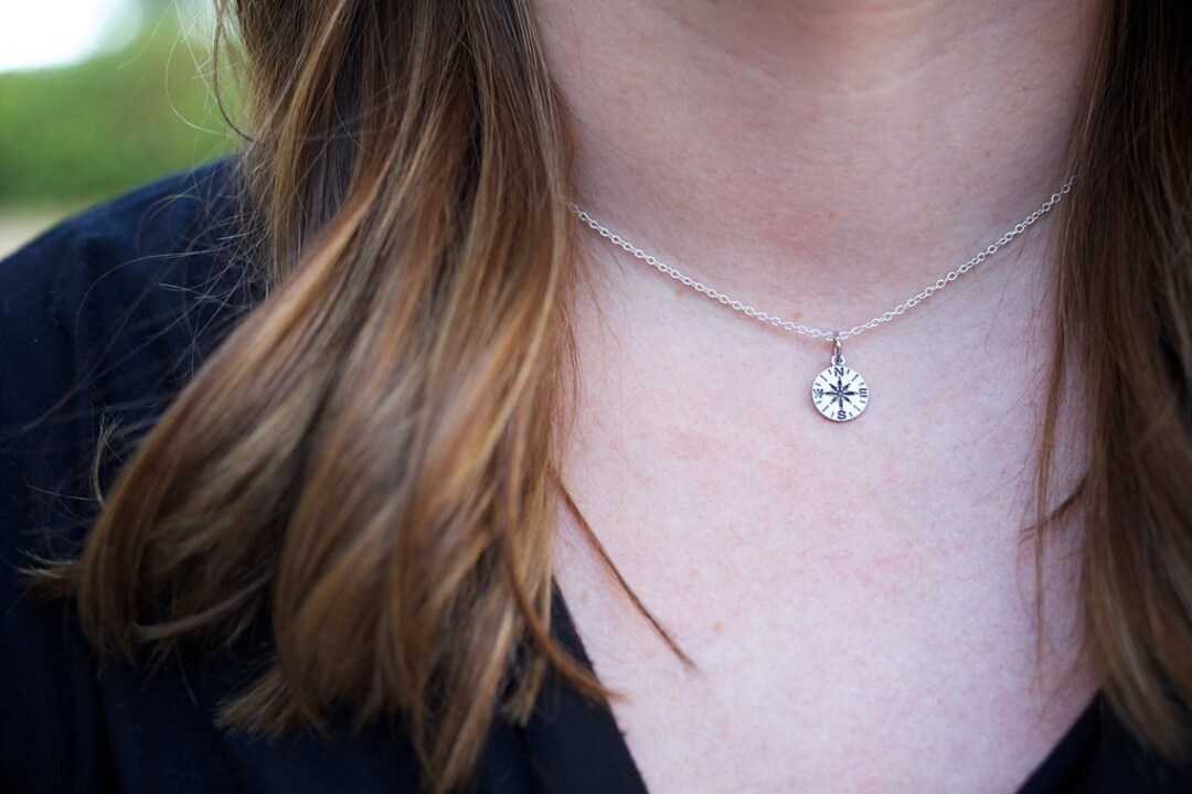 Small Compass Necklace Wanderlust Necklace Friendship - Etsy