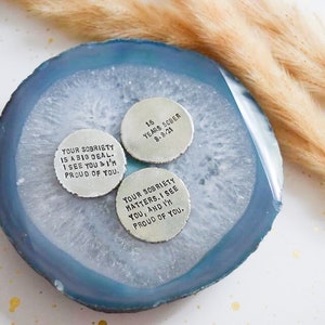 Sobriety chip sobriety gift sobriety token hand stamped your sobriety is a big deal gift addiction recovery aa na image 3