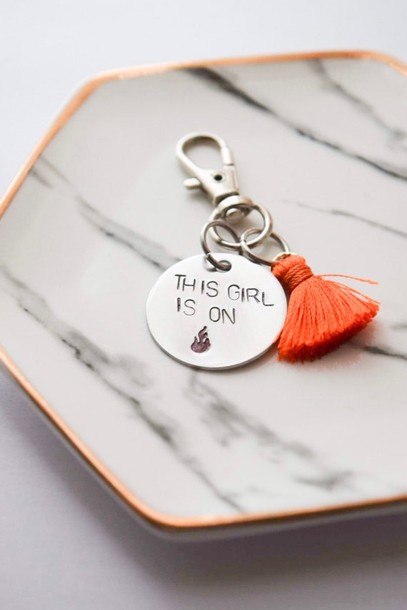 This Girl Is On Fire Lyrics Keychain Tassel Keychain Etsy