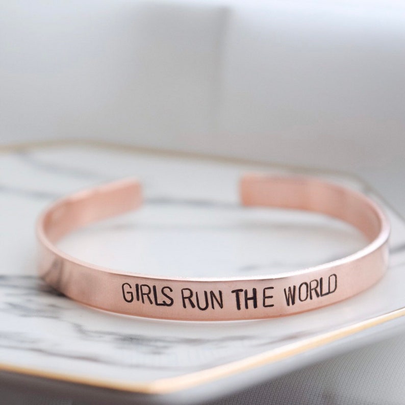 Girls Run the World Cuff Personalized Cuff Bracelet Custom | Etsy