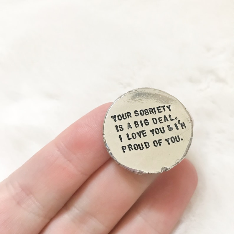 Sobriety chip sobriety gift sobriety token hand stamped your sobriety is a big deal gift addiction recovery aa na image 2