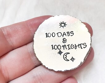 Sobriety chip | sobriety gift | sobriety token | hand stamped gift | addiction recovery | 100 days and 100 nights | sun and moon