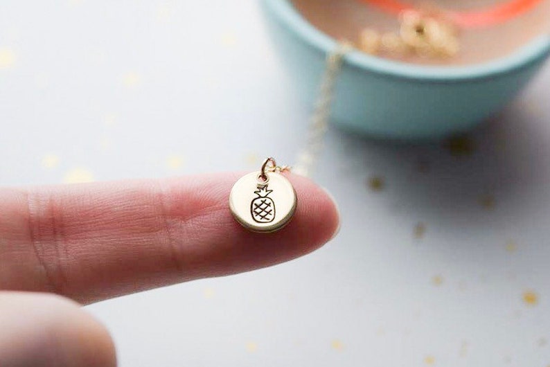 custom necklace Pineapple necklace gift for her gift under 30 custom jewelry hand stamped food necklace