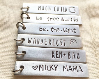 ADD ON CHARM | hand stamped pewter bar | personalized custom bar | hand stamped personalized jewelry | customize any necklace