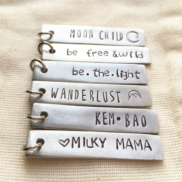 ADD ON CHARM | hand stamped pewter bar | personalized custom bar | hand stamped personalized jewelry | customize any necklace