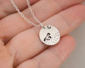 Horse necklace | custom necklace | hand stamped | celestial moon | gift for her | gift under 30 | luna jewelry