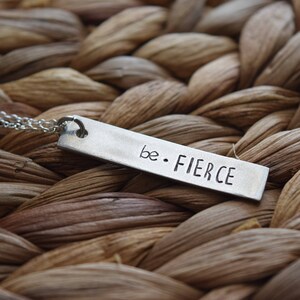 be fierce necklace hand stamped personalized jewelry personalized necklace birthday gift motivational gift for her feminist image 2