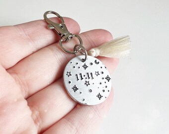 11:11 make a wish key chain | manifesting gift | eleven eleven | custom personalized keychain gift | angel number keychain | 1414 444