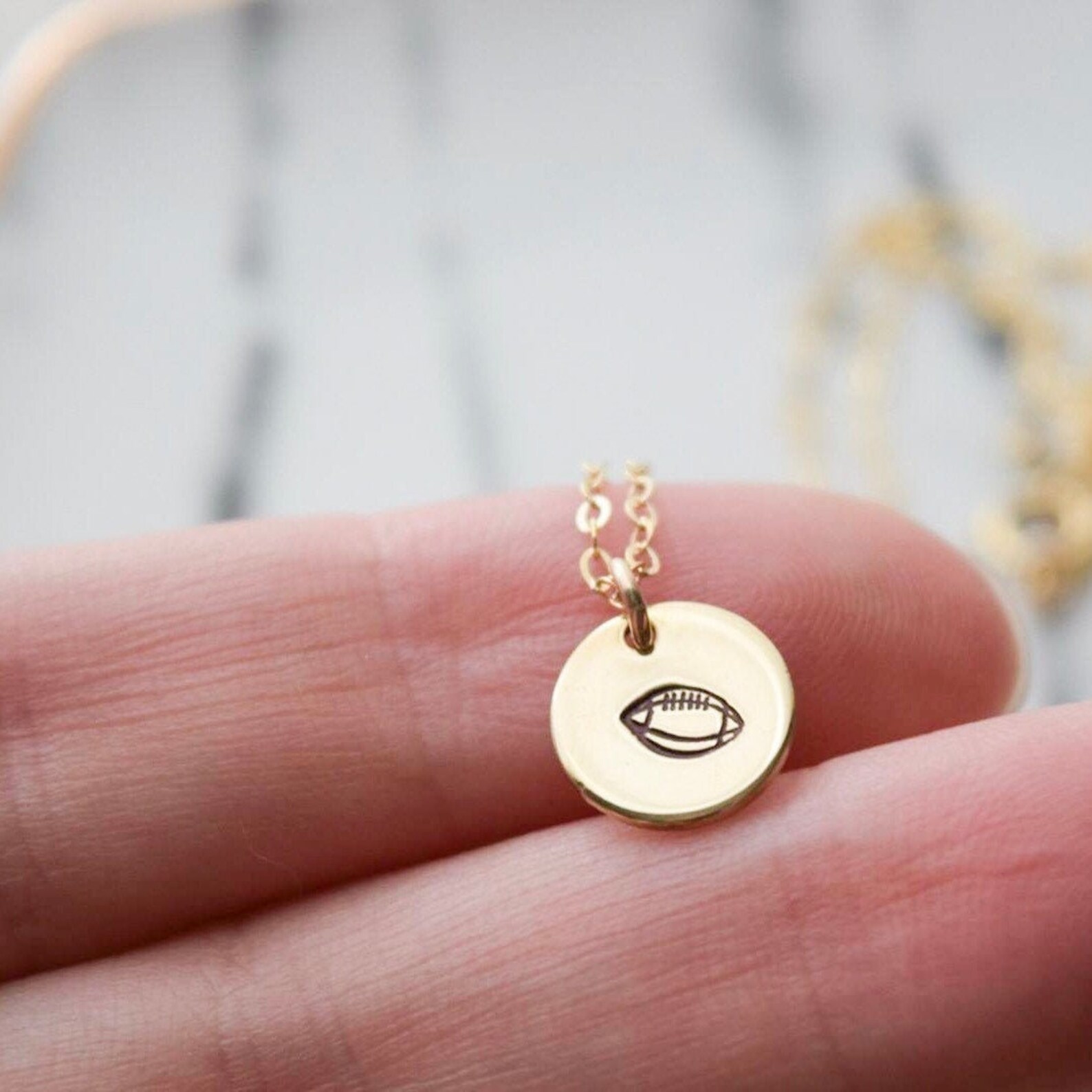 Football Necklace Sports Necklace Hand Stamped College Etsy