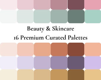 Palettes de couleurs de marque Beauty Skincare - 16 logos sélectionnés, emballage (Canva, Excel, SVG)