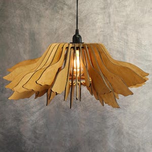 Lámpara colgante de madera orgánica | Lámpara de madera hecha a mano | Lámpara de madera minimalista