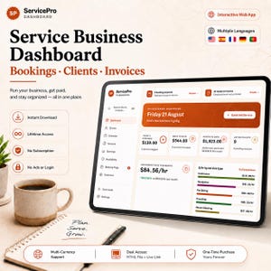 Tableau de bord des services, suivi des clients et des rendez-vous, générateur de factures (application Web)