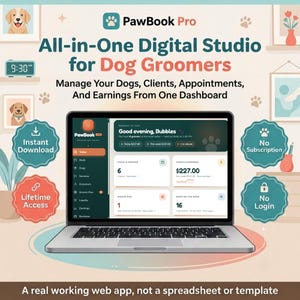 Dog Grooming Client Book & Appointment App, Digital Dog Grooming Client Profile Record, Pet Salon Client Tracking, Dog Groomer Salon Tracker
