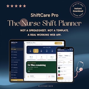 Interactive Nurse Shift Planner | Healthcare Worker Dashboard Digital Download | Schedule & Earnings Tracker | ICU ER Nursing Template App