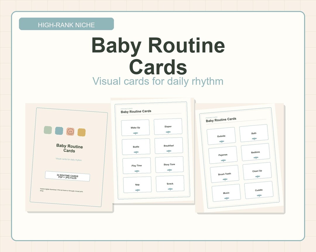 Baby Routine Cards, Toddler Visual Schedule, Daily Rhythm (digital ...