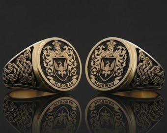 Personalized Heraldic Signet Ring, 925 Sterling Silver Custom Crest Ring, Engraved Coat of Arms Jewelry, Unique Handmade Ring Gift