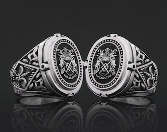 Custom Family Crest Signet Ring, Personalized Coat of Arms Ring, Engraved Heritage Jewelry, Silver Custom Ring, Gift for Men & Women