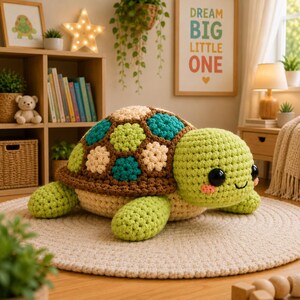 Pippa Patchwork Sköldpadda Virkmönster, Hexagon Shell Amigurumi (PDF-nedladdning) bild 7