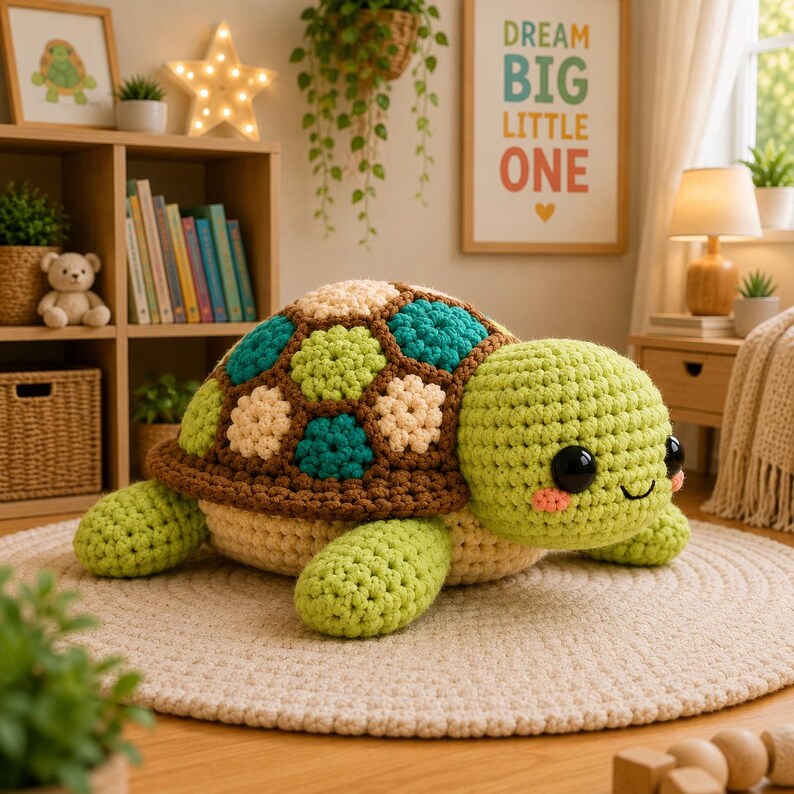 Pippa Patchwork Sköldpadda Virkmönster, Hexagon Shell Amigurumi (PDF-nedladdning) bild 7