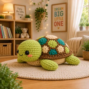 Pippa Patchwork Sköldpadda Virkmönster, Hexagon Shell Amigurumi (PDF-nedladdning) bild 6