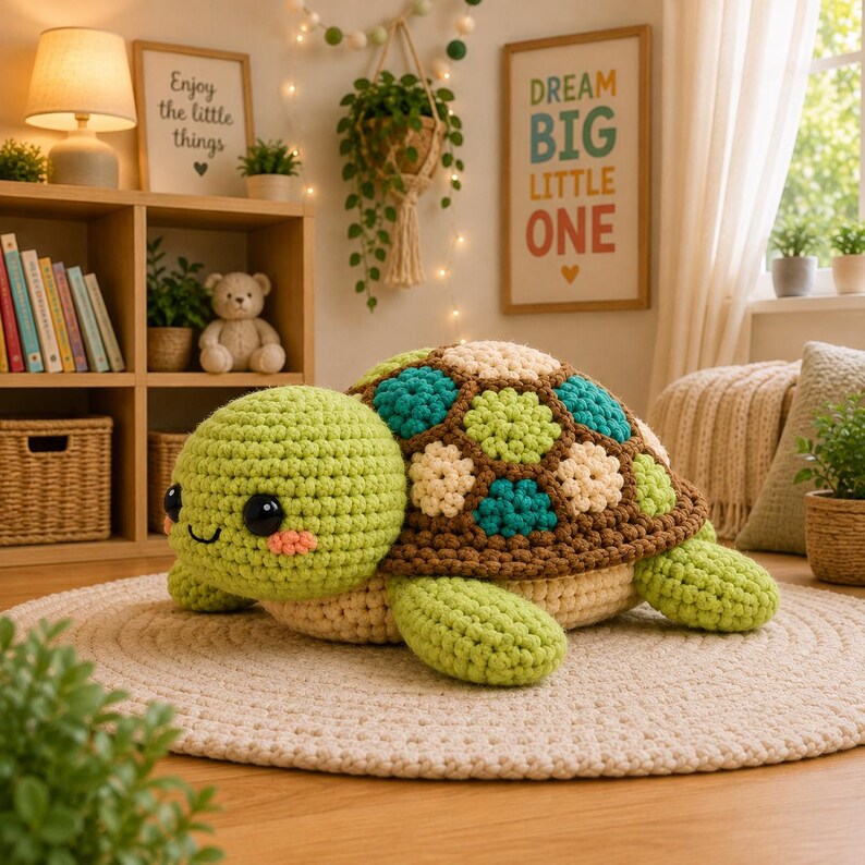 Pippa Patchwork Sköldpadda Virkmönster, Hexagon Shell Amigurumi (PDF-nedladdning) bild 6