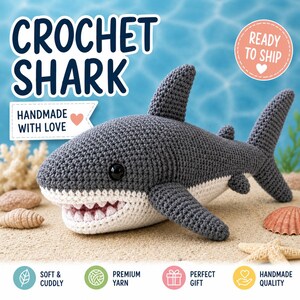 Beginner Friendly Crochet Shark Amigurumi Pattern (PDF Download)