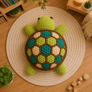 Pippa Patchwork Sköldpadda Virkmönster, Hexagon Shell Amigurumi (PDF-nedladdning) bild 2