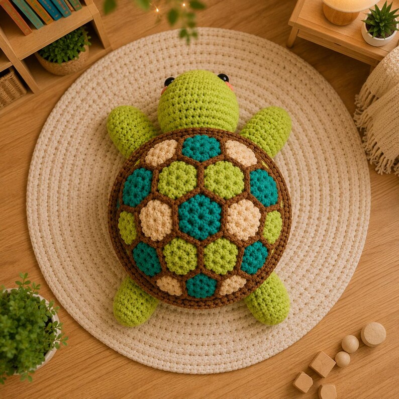 Pippa Patchwork Sköldpadda Virkmönster, Hexagon Shell Amigurumi (PDF-nedladdning) bild 2