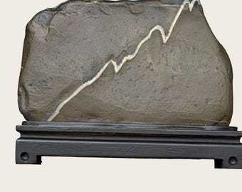 Rising Ridge - Natural Viewing Stone, Chinese Scholars Rock Suiseki Bonsai, Guizhou Picture Stone with Quartz Vein Mountain Line