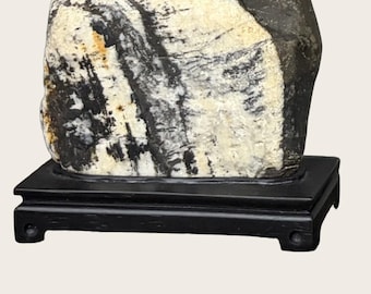 Ink Summit - Natural Viewing Stone, Chinese Scholars Rock Suiseki Bonsai, Guizhou Picture Stone, Ink Wash Mountain Cliff, One of a Kind